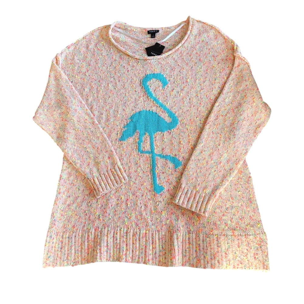 Torrid size 1 marled cotton Flamingo pink pullover sweater nwt